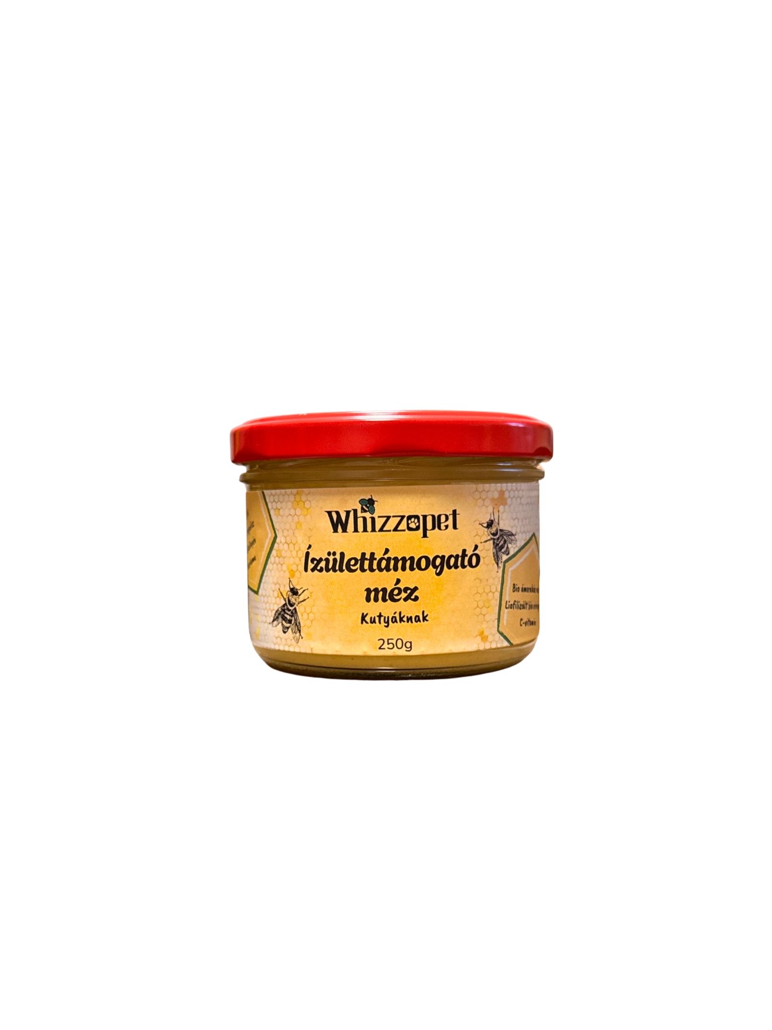 Ízülettámogató méz kutyának- kollagénnel, MSM-mel, kurkumával és C-vitaminnal.