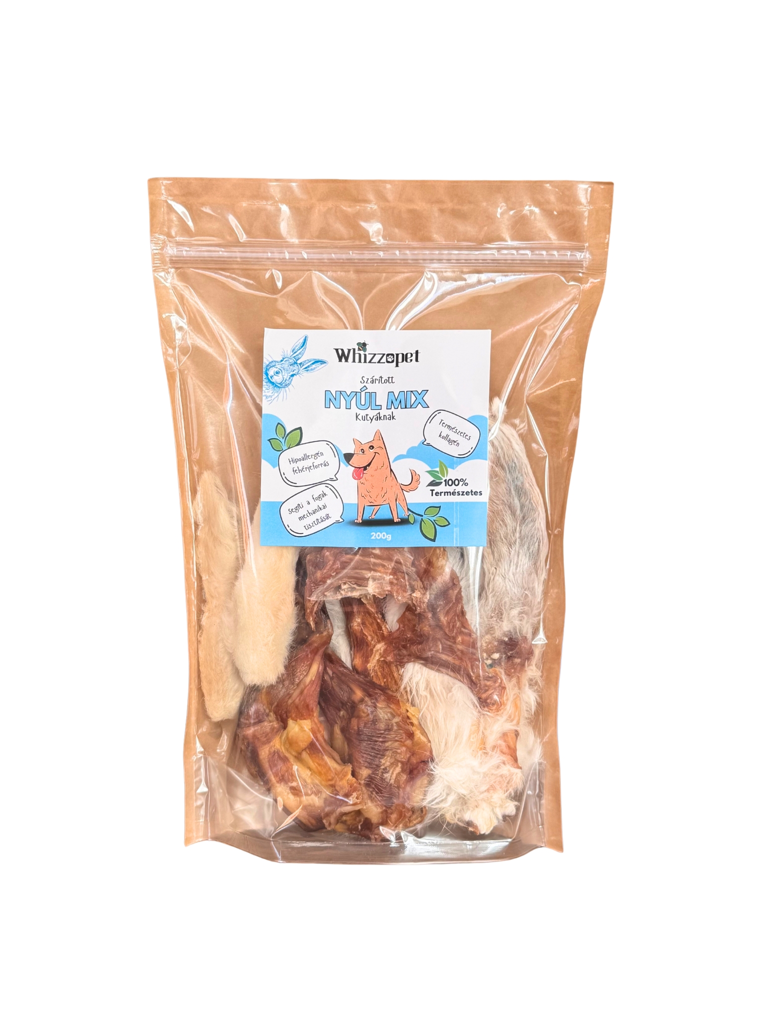 Szárított nyúl mix jutalofalat kutyának- természetes, hipoallergén fehérjeforrás.