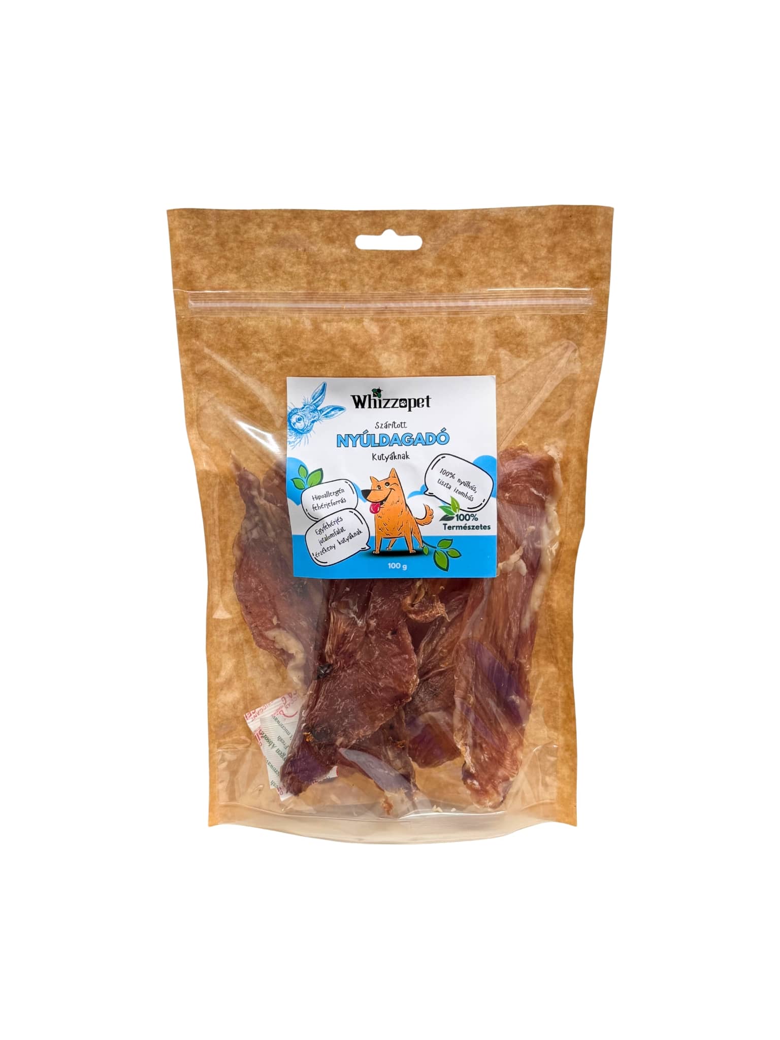 Szárított nyúldagadó egyfehérjés jutalomfalat kutyának.