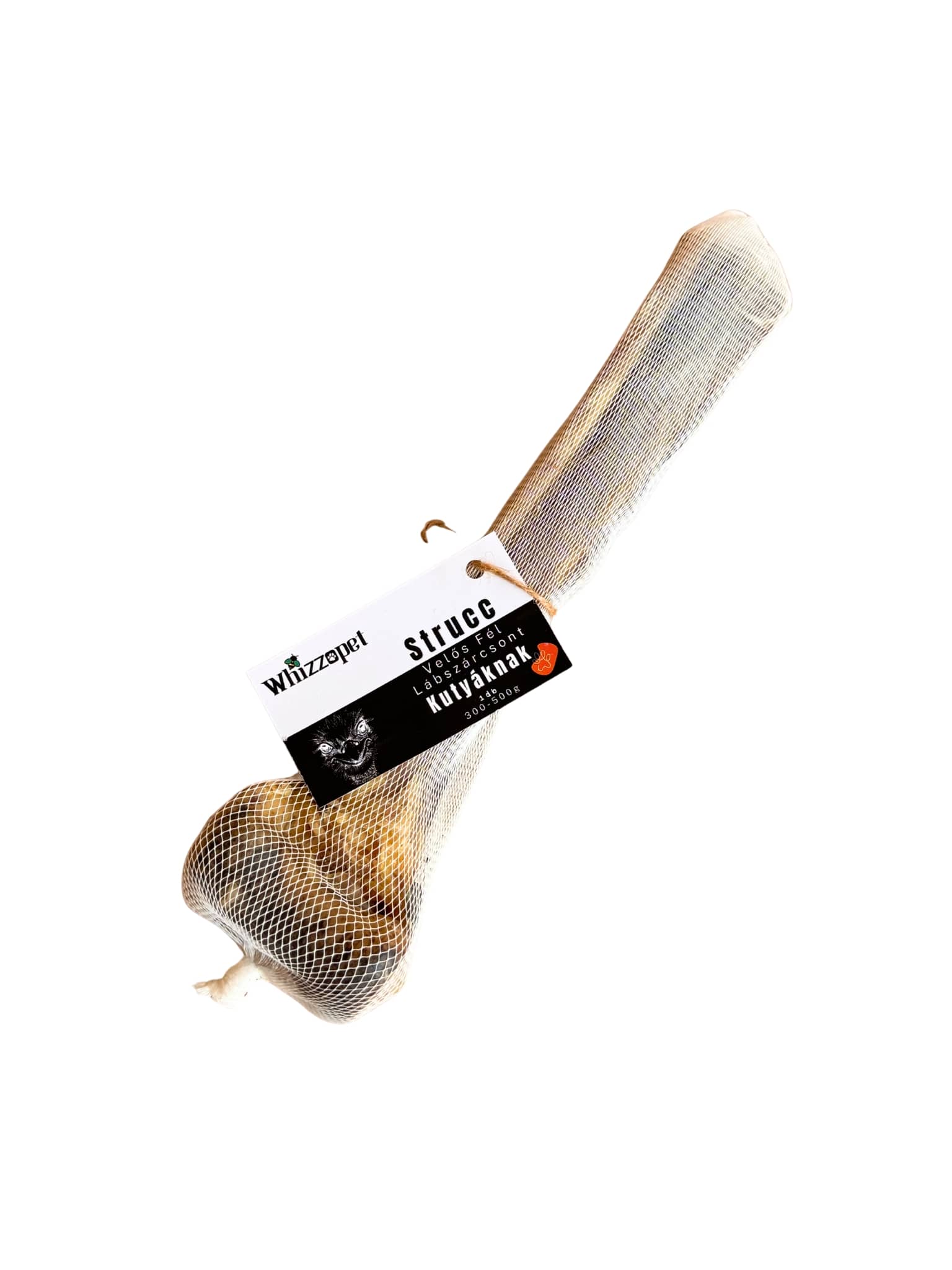 Fél szárított strucc lábszárcsont kutyának. Természetes, hosszan rágható csont.