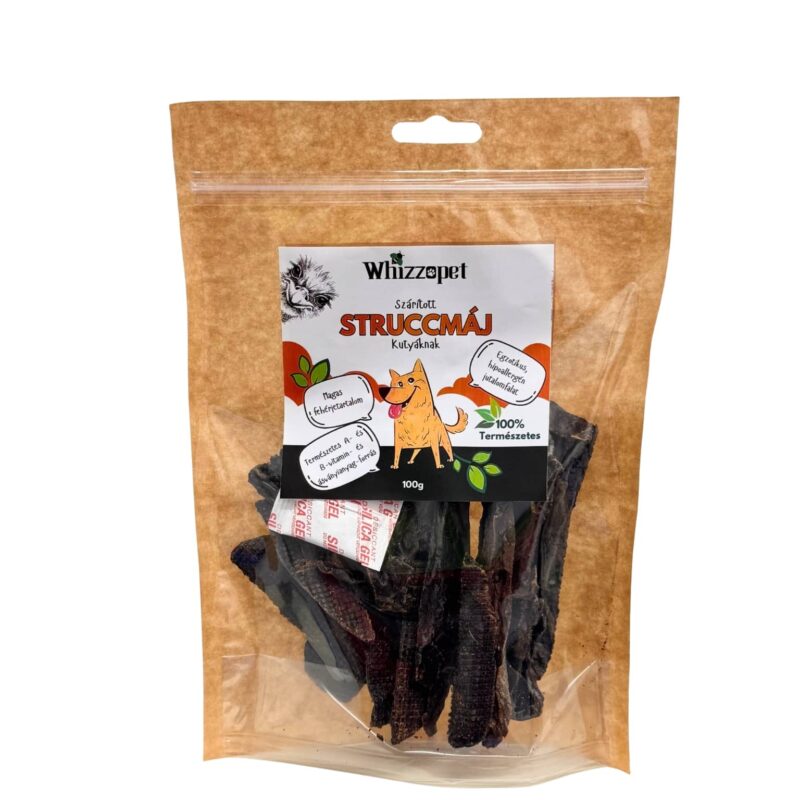 Szárított struccmáj jutalomfalat kutyának, természetes belsőség.