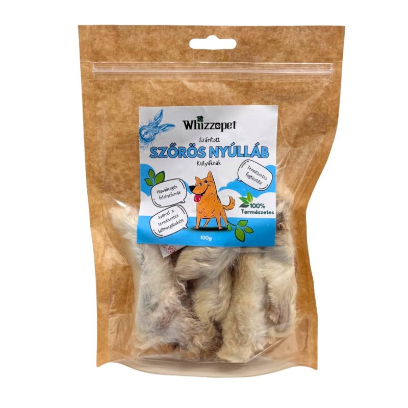 Szőrös nyúlláb jutalomfalat kutyának,természetes rágó.