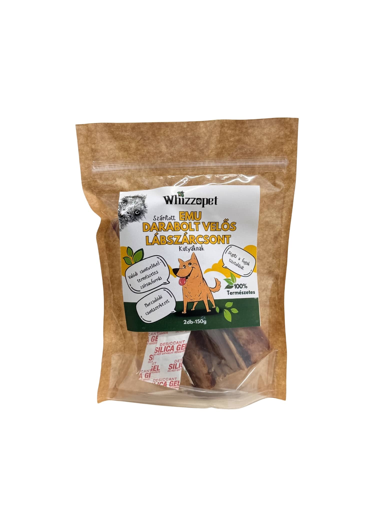 Szárított emu darabolt velős lábszárcsont kutyáknak.