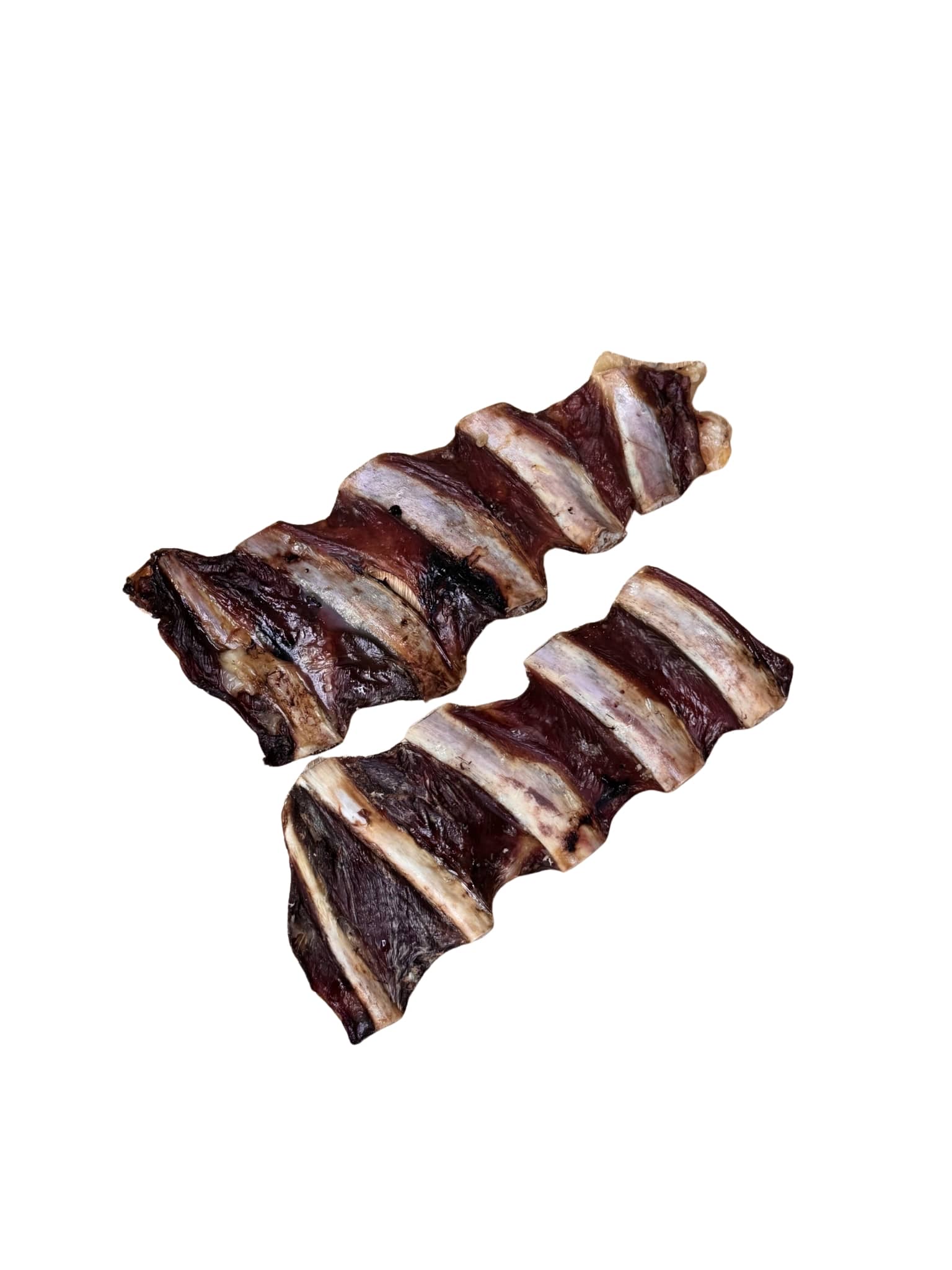 Természetes strucc húsos borda kutyáknak, méret szemléltetése.