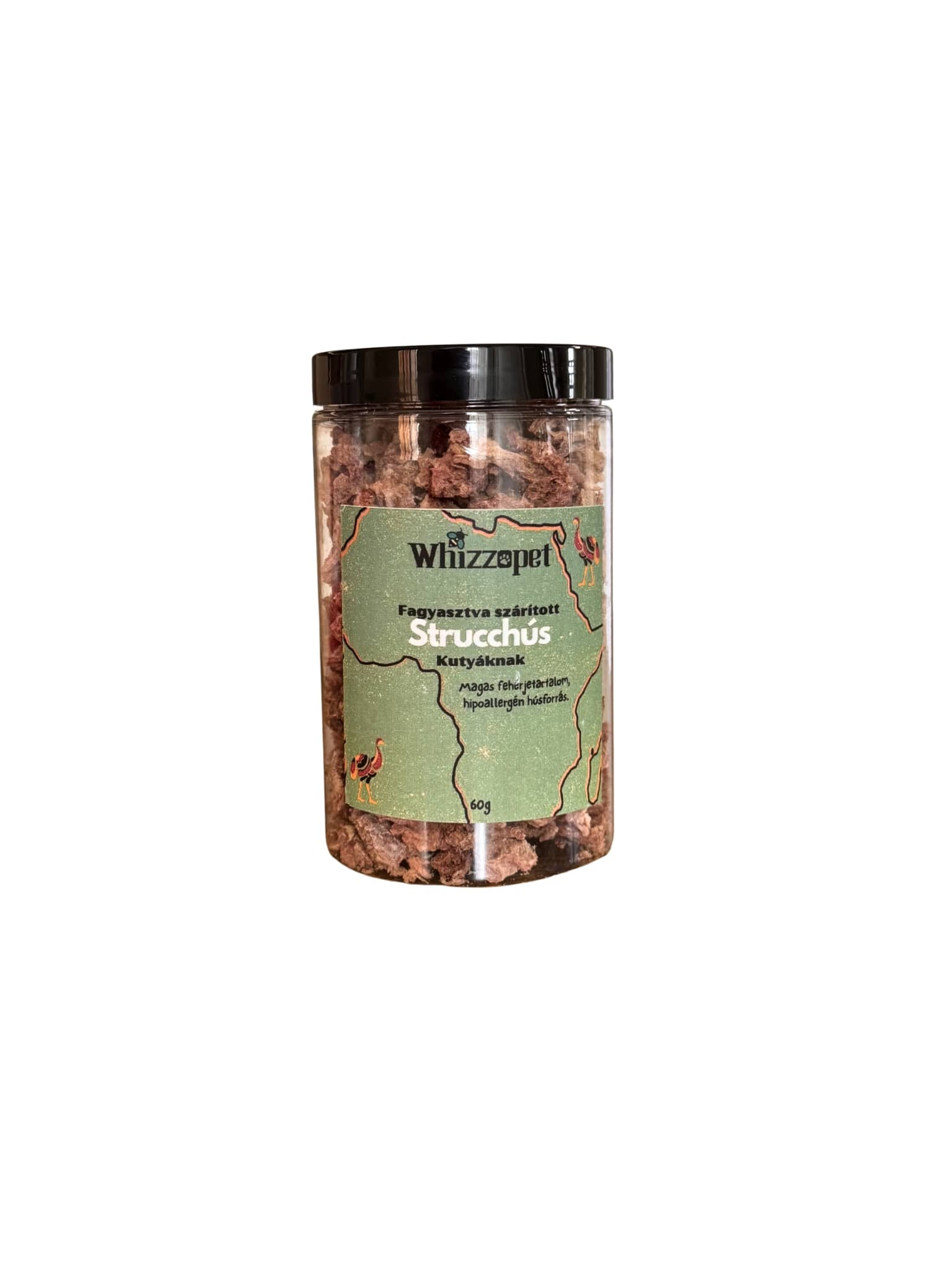 Fagyasztva szárított strucchús kutyáknak.